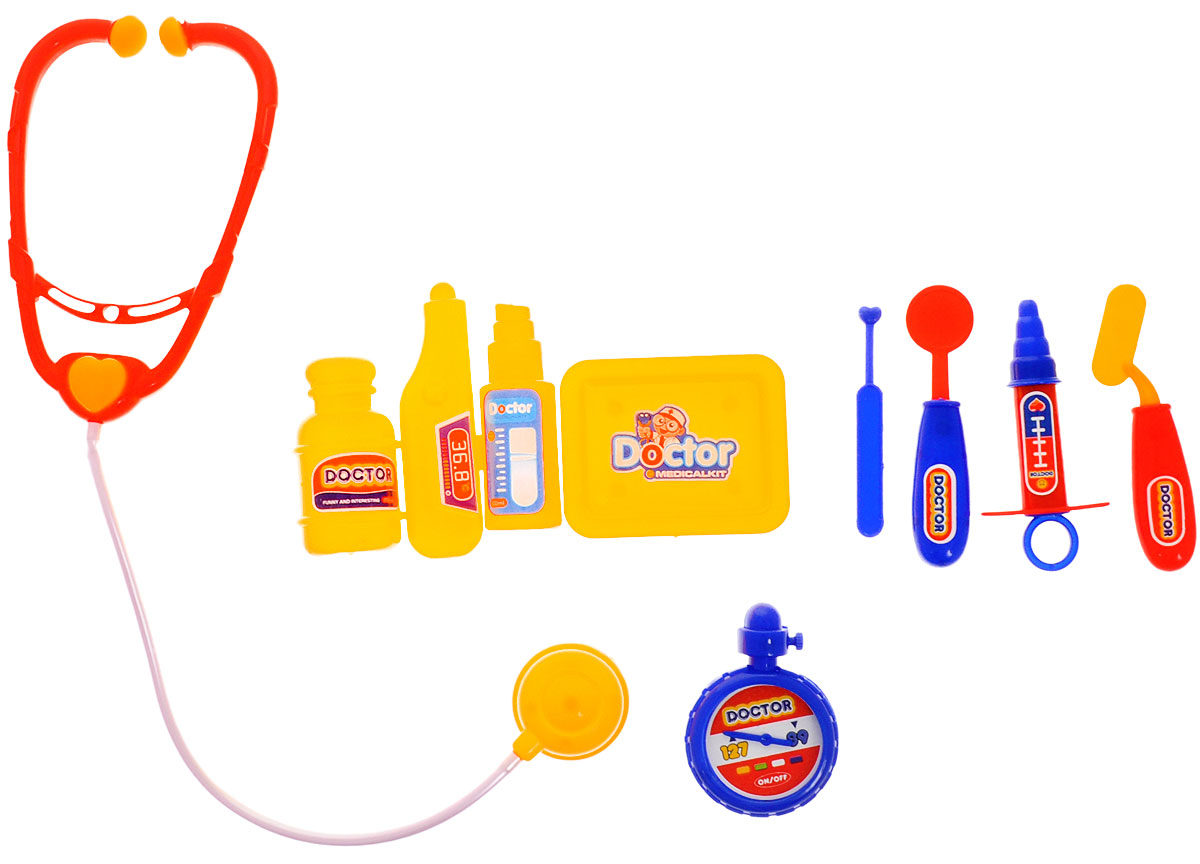 Plastic Toy Игровой набор ДокторB894899 Plastic Toy Игровой набор ДокторB894899Игровой набор Plastic Toy Доктор станет отличным подарком для маленького врачевателя. В наборе есть все, что может пригодиться юному врачу: стетоскоп, секундомер, ингалятор, баночка с лекарством, шприц, поднос, зеркало, 2 шпателя, термометр. Ребенок сможет лечить свои игрушки, придумывая различные сюжеты. К тому же, придумывать диагнозы и выписывать пилюльки очень увлекательно. Игровой набор нетоксичен и изготовлен из качественного пластика.