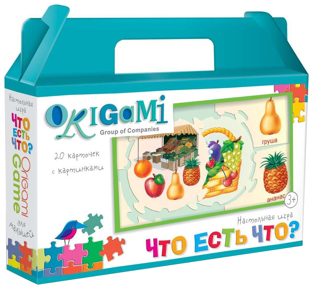 Оригами Обучающая игра Что есть что?01284 Оригами Обучающая игра Что есть что?01284Настольная игра - хорошая возможность весело и азартно провести время с друзьями и родными. Герои популярных мультфильмов помогут справиться с любой задачей на игровом поле. Игра создана по принципу простой ходилки. Состав игры: игровое поле, карточки, фишки, кубик.