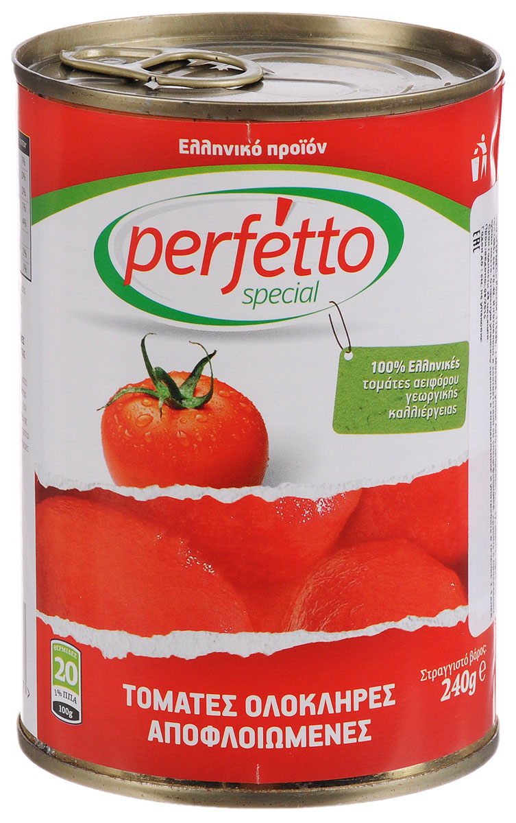 Perfetto special Томаты очищенные в собственном соку, 400 г41.0005,1 Perfetto special Томаты очищенные в собственном соку, 400 г41.0005,1Превосходные очищенные томаты в в собственном соку Perfetto special отлично подойдут для любых салатов и блюд традиционной кухни (борща, гуляша, шурпы, икры из баклажанов и кабачков и т.д.).