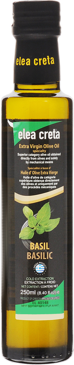 Elea Creta масло оливковое Extra Virgin с базиликом, 250 мл81.0023,1 Elea Creta масло оливковое Extra Virgin с базиликом, 250 мл81.0023,1Оливковое нерафинированное масло Elea Creta Extra Virgin холодного отжима с базиликом. Отлично сочетается с блюдами из овощей и бобовых, пастой, рыбой, приготовленной на гриле, жареным красным мясом. Не содержит холестерин. Кислотность 0-0,5%.