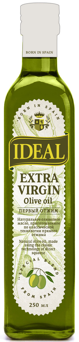 Ideal Extra Virgin масло оливковое, 0,25 л8424536921288 Ideal Extra Virgin масло оливковое, 0,25 л8424536921288IDEAL Extra Virgin - это масло высшей категории качества, полученное их отборных оливок исключительно путем механического прессования. Любое ваше блюдо станет богаче благодаря ценным свойствам, а также свежему аромату и гармоничному вкусу этого натурального оливкового масла. Оливковое масло Ideal идеально подходит для всех видов домашней кулинарии - салатов, маринадов, жарки, выпечки, фритюра и прочих блюд.