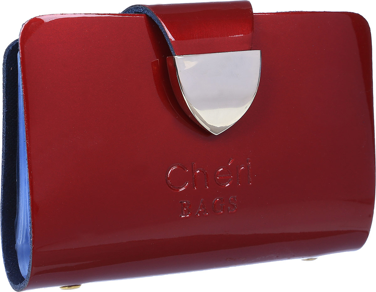 Визитница женская Cheribags, цвет: бордовый. V-0482-33V-0482-33 Визитница женская Cheribags, цвет: бордовый. V-0482-33V-0482-33Визитница Cheribags выполнена из натуральной лаковой кожи и оформлена тисненой надписью с названием бренда. Внутри расположен блок с 26 файлами для визитных и дисконтных карт. Изделие застегивается хлястиком на кнопку.