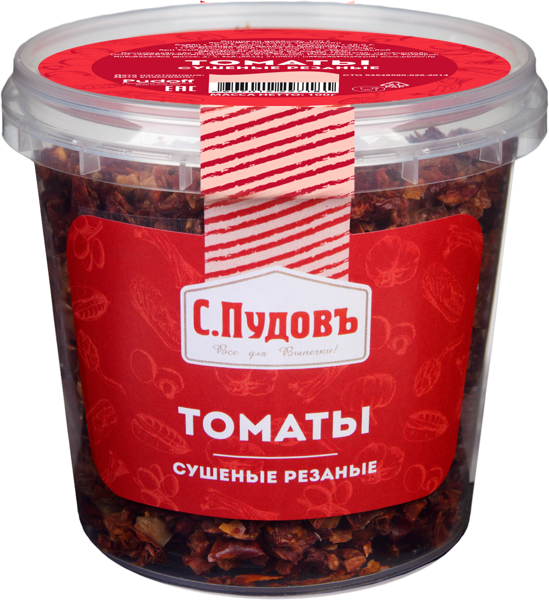 Пудовъ томаты сушеные резаные, 100 г4607012297181 Пудовъ томаты сушеные резаные, 100 г4607012297181Сушеные резаные томаты - полезный ингредиент для тех, кто любит готовить. Его можно использовать при выпечке хлеба, приготовлении маринадов, горячих блюд, салатов. Великолепная добавка к восточным блюдам.