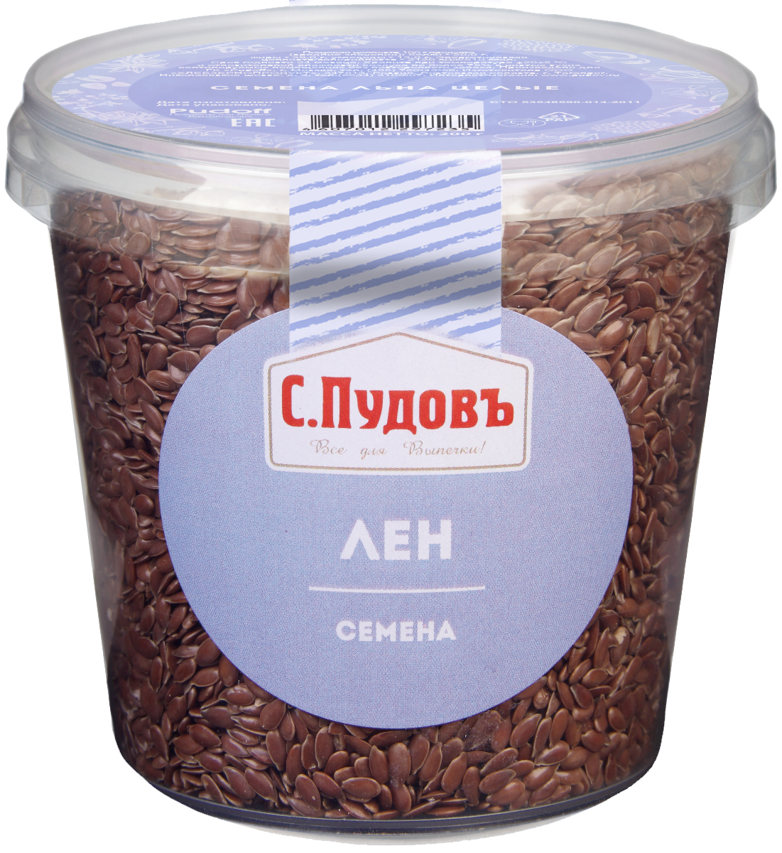 Пудовъ семена льна целые, 200 г4607012297235 Пудовъ семена льна целые, 200 г4607012297235Семена льна являются полезной и очень вкусной диетической добавкой к салатам, вторым блюдам, кашам, соусам и т.д. Не менее распространенный способ использование продукта - выпечка. Семена льна придают ей особый изысканный вкус.