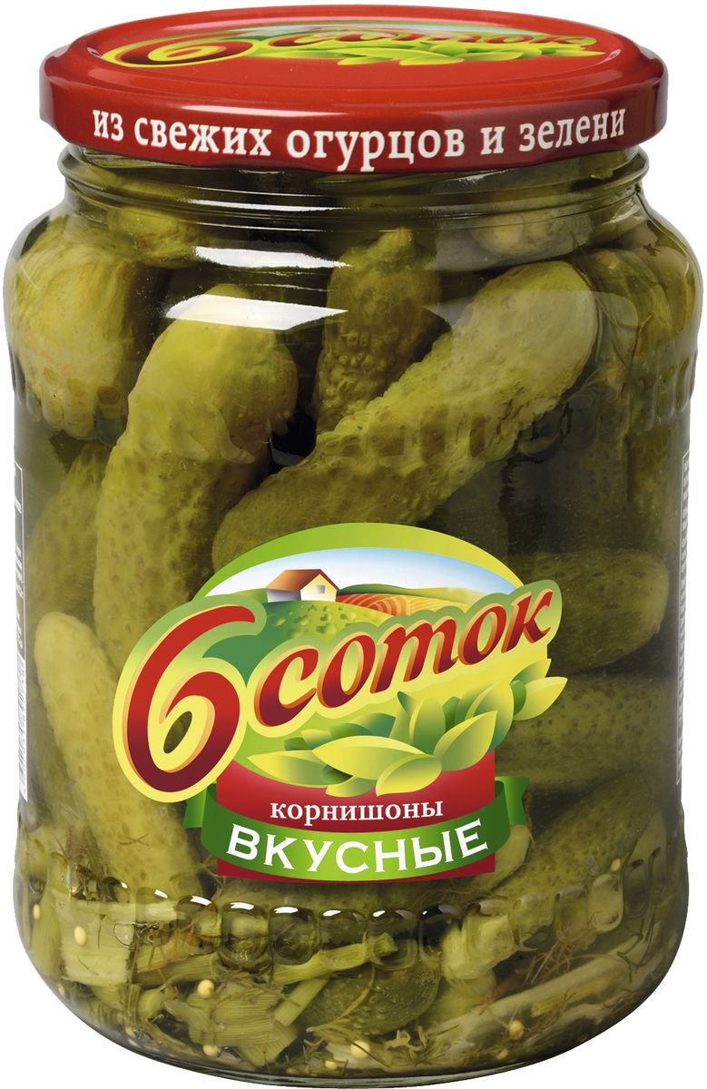 Шесть соток Огурцы Вкусные, 680 г3800 Шесть соток Огурцы Вкусные, 680 г3800Cвежие огурчики, приготовленные по рецептуре первого маринада, сохраняют натуральность и хрустят по настоящему.