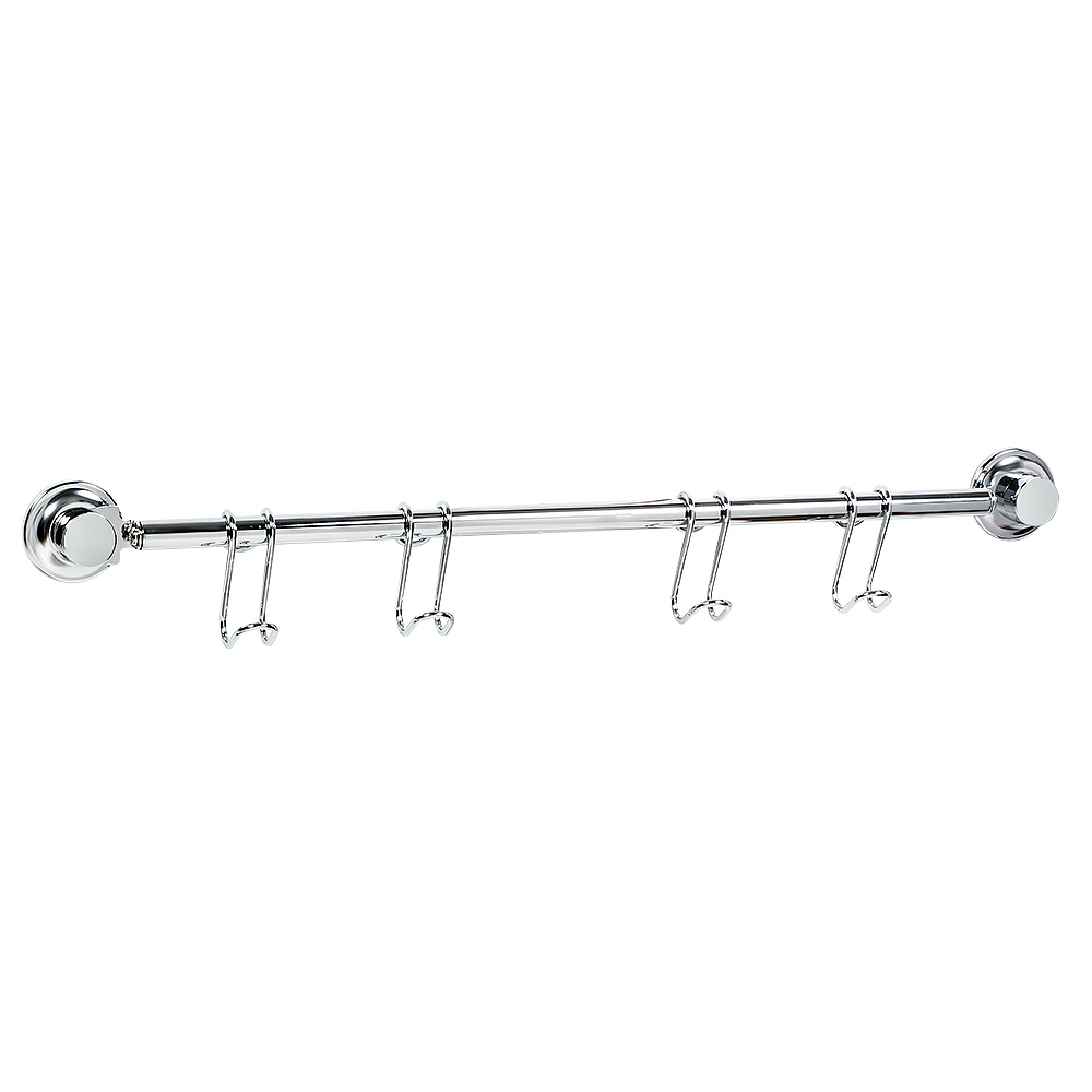 Вешалка для полотенец Tatkraft Ring Lock, с крючками, 51,5 х 6 х 7,5 см17276 Вешалка для полотенец Tatkraft Ring Lock, с крючками, 51,5 х 6 х 7,5 см17276Вешалка для полотенец Tatkraft Ring Lock выполнена из хромированной стали. Инновационная запатентованная система легкого монтажа Magic Ring не требует сверление дырок. Силиконовое кольцо идеально подходит для лучшей фиксации на неровных поверхностях. Винт Архимеда предназначен для создания мощной прижимной силы. Система позволяет устанавливать присоски много раз и на различные поверхности: стекло, глазурованная плитка, металл, пластик. Вешалка оснащена четырьмя крючками. Стильный дизайн изделия впишется в любой интерьер. Длина вешалки: 51,5 см. Размер крючка: 7,5 см х 4 см х 2 см. Диаметр присоски: 5,5 см.