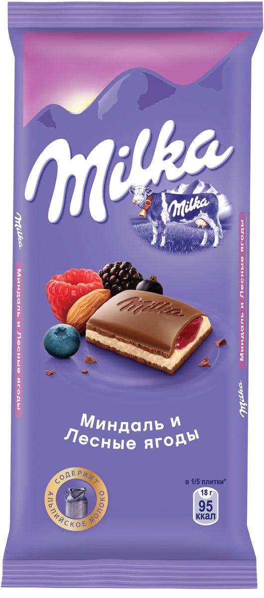 Milka шоколад молочный с двухслойной начинкой миндаль и лесные ягоды, 90 г672123, 4021556, 4005920 Milka шоколад молочный с двухслойной начинкой миндаль и лесные ягоды, 90 г672123, 4021556, 400592017 ноября 1825 года швейцарский шоколатье и пекарь Филипп Сушард (1797-1884) открыл в Нушатель, Швейцария, пекарню, где он продавал десерты ручной работы. В течение следующего года производство стремительно расширялось, и фабрика была перенесена в соседний Серрер, в помещение, занимаемое ранее водяной мельницей; Филипп ежедневно продавал уже по 25-30 килограммов шоколада Milka. В течение 1890-ых в шоколадную продукцию Suchard начало добавляться молоко. Согласно Хорватским источникам, название для шоколадной продукции Милка было выбрано Филиппом в знак его страсти, почтения и симпатии к хорватской сопрано-певице Милке Терниной (1863-1941). В 1970 компания Suchard слилась со швейцарским производителем Toblerone, образовав этим слиянием Interfood. В 1982 Interfood была объединена с кофейной компанией Jacobs, превратившись в Jacobs Suchard, которая вскоре была приобретена, (включая бренд Milka), компанией Kraft Foods. В октябре 2012 года компания была переименована в Mondelez...