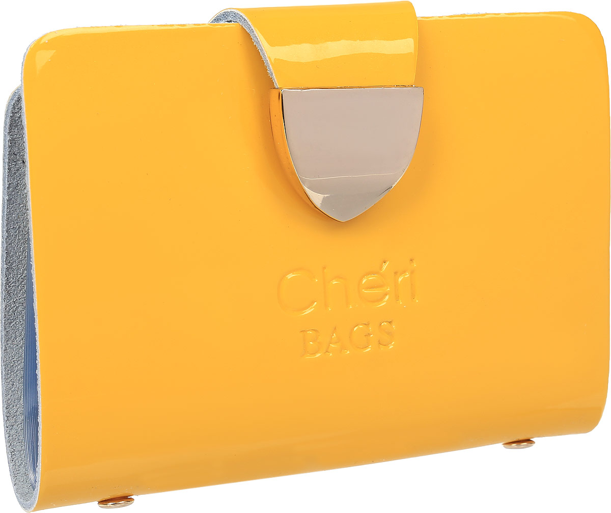 Визитница женская Cheribags, цвет: желтый. V-0482-13V-0482-13 Визитница женская Cheribags, цвет: желтый. V-0482-13V-0482-13Визитница Cheribags выполнена из натуральной лаковой кожи и оформлена тисненой надписью с названием бренда. Внутри расположен блок с 26 файлами для визитных и дисконтных карт. Изделие застегивается хлястиком на кнопку.