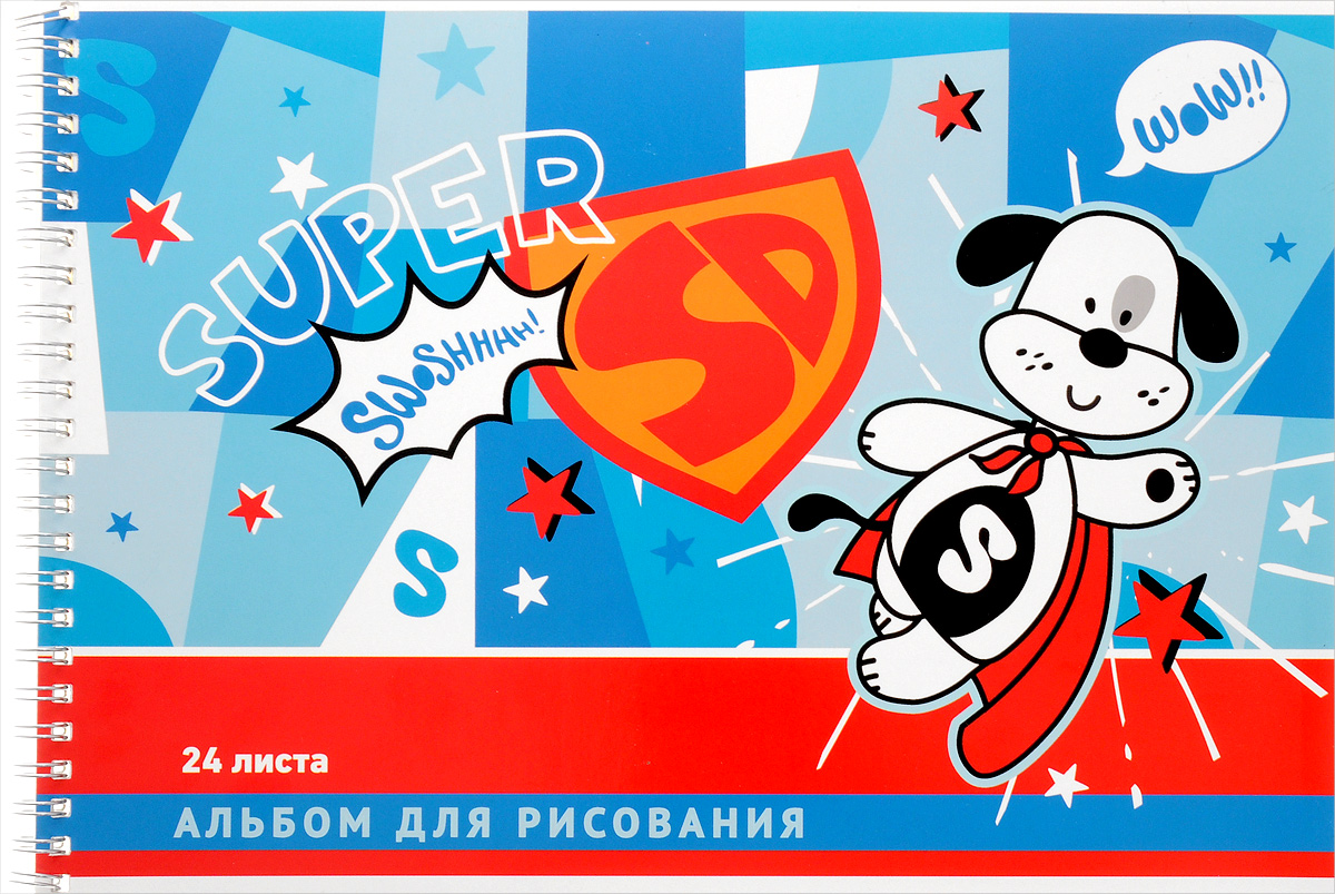 ArtSpace Альбом для рисования Мультяшки Super Dog 24 листаА24сп_9149 ArtSpace Альбом для рисования Мультяшки Super Dog 24 листаА24сп_9149Альбом для рисования ArtSpace Мультяшки. Super Dog будет вдохновлять ребенка на творческий процесс. Альбом изготовлен из белоснежной бумаги с яркой обложкой из плотного картона, оформленной оригинальным изображением. Внутренний блок альбома состоит из 24 листов бумаги. Способ крепления - гребень. Высокое качество бумаги позволяет рисовать в альбоме карандашами, фломастерами, акварельными и гуашевыми красками. Во время рисования совершенствуются ассоциативное, аналитическое и творческое мышления. Занимаясь изобразительным творчеством, малыш тренирует мелкую моторику рук, становится более усидчивым и спокойным.
