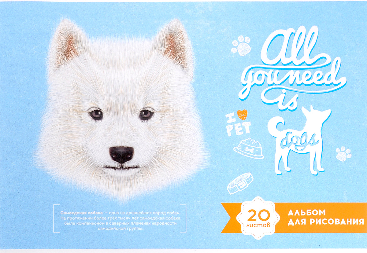ArtSpace Альбом для рисования Питомцы All You Need 20 листовА20_9057 ArtSpace Альбом для рисования Питомцы All You Need 20 листовА20_9057Альбом для рисования ArtSpace Питомцы. All You Need порадует маленького художника и вдохновит его на творчество. Альбом изготовлен из белоснежной бумаги с нежной обложкой из мелованного картона. Внутренний блок альбома, соединенный двумя металлическими скрепками, состоит из 20 листов. Высокое качество бумаги позволяет рисовать в альбоме карандашами, фломастерами, акварельными и гуашевыми красками.