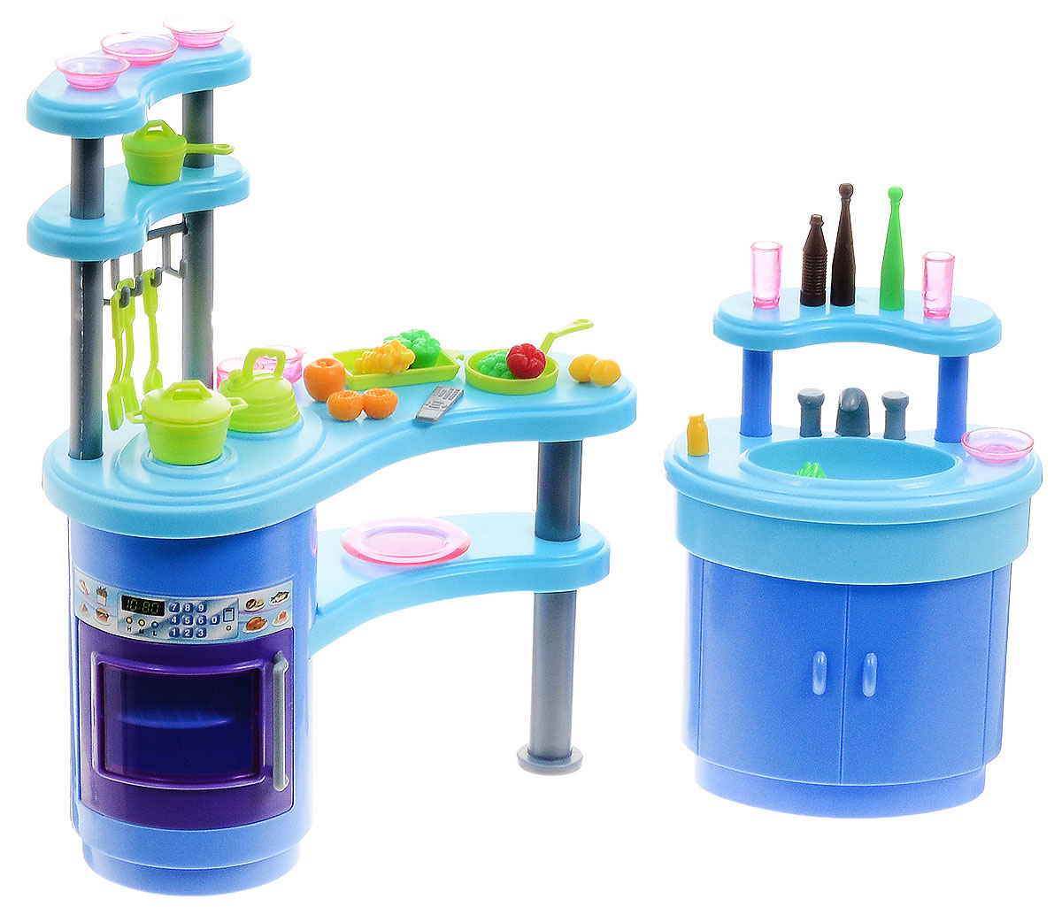 1TOY Набор мебели для кукол Кухня КрасоткаТ54506 1TOY Набор мебели для кукол Кухня КрасоткаТ54506С помощью набора мебели 1TOY ваша малышка сможет собрать современную кухню для своих куколок, которая порадует своим удобством и многофункциональностью. Набор включает в себя элементы для сборки кухонной стойки с варочной поверхностью и духовым шкафом и овальной раковины. Дополняют интерьер множество необходимых кухонных аксессуаров, которые с легкостью разместятся на удобных полочках. Мебель легко собирается и подходит для кукол высотой до 29 см. Помещается в большой кукольный домик. Ваша малышка будет часами играть с набором, придумывая различные истории. Порадуйте ее таким замечательным подарком!