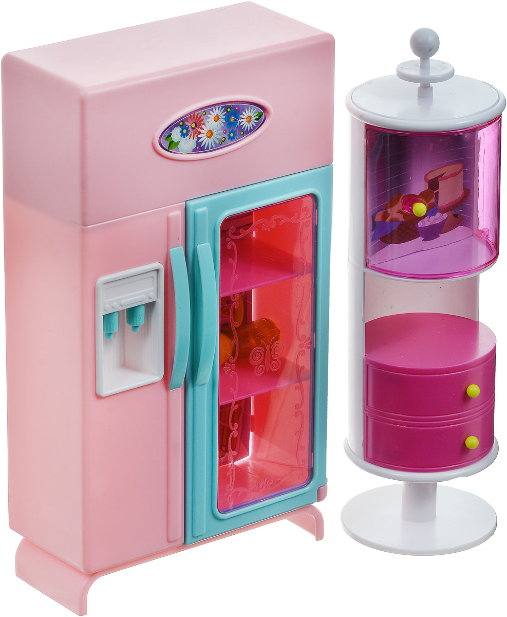 1TOY Мебель для кукол Холодильник и буфетТ54511 1TOY Мебель для кукол Холодильник и буфетТ54511Мебель для кукол 1TOY Холодильник и буфет поможет девочке обустроить кухню для своих любимых кукол. Этот набор кукольной мебели отлично впишется в интерьер любого домика для кукол высотой 29 сантиметров и станет его украшением. Холодильник приятного розового цвета с прозрачной дверцей оборудован стилизованным кулером для воды, что сделает игру еще более реалистичной, как и встроенные световые эффекты. А в буфете с необычным дизайном можно будет расставить посуду и хранить продукты. Необходимо купить 2 батарейки напряжением 1,5V типа АА (не входят в комплект).