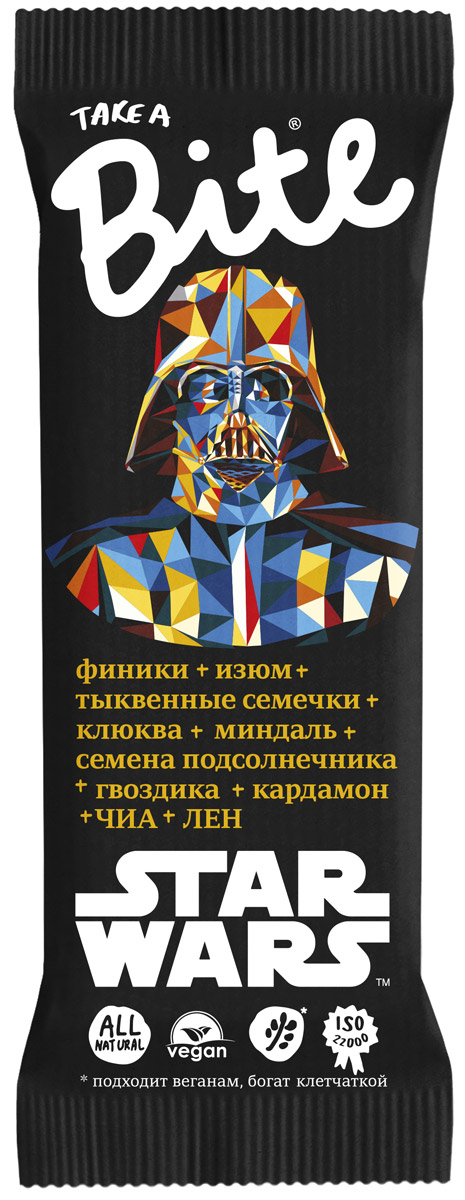 Take A Bite Звездные войны Иммунитет. Клюква-тыквенные семечки батончик фруктово-ореховый, 45 г4650062590078_ЗВ Take A Bite Звездные войны Иммунитет. Клюква-тыквенные семечки батончик фруктово-ореховый, 45 г4650062590078_ЗВХочешь быть здоровым круглый год? Насладись насыщенным вкусом клюквы, миндаля и тыквенных семечек. Укрепи иммунитет!
