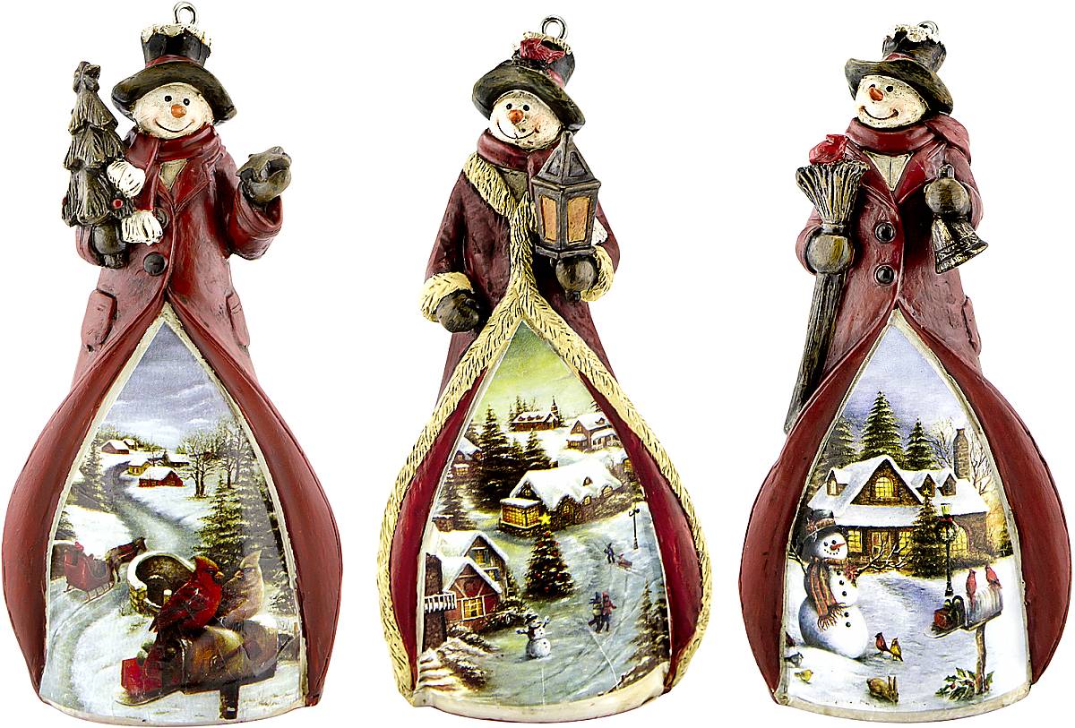 Набор новогодних подвесных украшений Mister Christmas Снеговики, высота 11 см, 3 штTM-S-SET/2 Набор новогодних подвесных украшений Mister Christmas Снеговики, высота 11 см, 3 штTM-S-SET/2Набор подвесных украшений Mister Christmas Снеговики прекрасно подойдет для праздничного декора новогодней ели. Набор состоит из трех украшений, выполненных из полистоуна. Для удобного размещения на елке для каждого украшения предусмотрена петелька. Елочная игрушка - символ Нового года. Она несет в себе волшебство и красоту праздника. Создайте в своем доме атмосферу веселья и радости, украшая новогоднюю елку нарядными игрушками, которые будут из года в год накапливать теплоту воспоминаний. Высота украшений: 11 см.