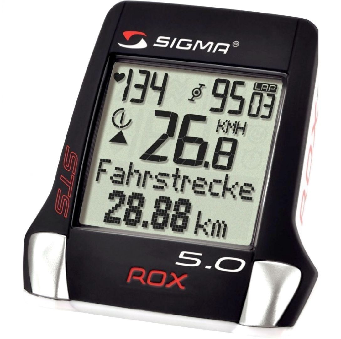Велокомпьютер Sigma ROX 5.0 STS, 35 функций беспрSIG_05170 Велокомпьютер Sigma ROX 5.0 STS, 35 функций беспрSIG_05170Функции велокомпьютера: Текущая скорость Средняя скорость Максимальная скорость Сравнение текущей и средней скорости Общий километраж Память на 99 отрезков (кругов) Время отрезка Текущее время отрезка Общай/текущий километраж отрезка Средняя/максимальная скорость на отрезке Средний/максимальный пульс на отрезке Расход калорий на отрезке Температура воздуха Каденс: Текущая частота педалирования Средняя частота педалирования Средняя/текущая частота педалирования на отрезке Пульсометр: Текущая ЧСС Средняя ЧСС Максимальная ЧСС Автоматический расчет интенсивности и границ пульсовых зон 1 программируемая тренировочная зона пульса Визуальная и звуковая сигнализации выхода за границы зоны пульса Расход калорий 4 пульсовых зоны интенсивности Расход калорий за круг/тренировку Общий расход калорий Общий расход калорий с 2х велосипедов...
