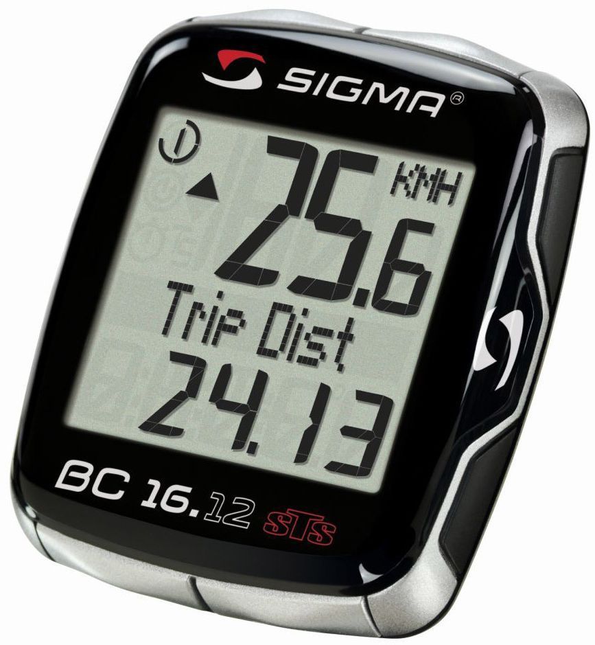 Велокомпьютер Sigma BC 16.12 STS Topline, 16 функцийSIG_06130 Велокомпьютер Sigma BC 16.12 STS Topline, 16 функцийSIG_06130Функции: текущая скорость средняя скорость максимальная скорость сравнение текущей и максимальной скоростей дистанция поездки общий путь для 1 / 2 / 1+2 велосипедов (не показывается во время движения) отдельный счетчик пути с ручным включением/выключением время в пути общее время 1 / 2 / 1+2 велосипедов (не показывается во время движения) отдельный счетчик времени с ручным включением/выключением часы таймер обратного отсчета текущая температура С этой моделью возможно использование каденса (докупается отдельно) Автоматическое включение/выключение при езде и остановке Автоматичекое распознавание второго велосипеда Влагозащищен Подсветка дисплея Сохранение данных при замене батарейки Индикатор разряда батареи компьютера и датчика Есть возможность подключения к компьютеру с помощью дополнительных аксессуаров