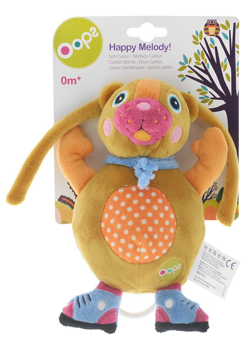Oops Музыкальная игрушка-подвеска МишкаO 12002.00_мишка Oops Музыкальная игрушка-подвеска МишкаO 12002.00_мишкаМузыкальная игрушка-подвеска Oops Мишка изготовлена из мягкого и приятного на ощупь текстиля приятных тонов в виде милого медвежонка. Если вы потяните за пластиковое кольцо вниз, малыш услышит негромкую успокаивающую мелодию, которая заменит наскучившие колыбельные и поможет ему заснуть. Игрушка-подвеска выполнена из гипоаллергенного волокна. Крепится к кровати с помощью специальных веревочек. Игрушка-подвеска Oops Мишка развивает слух, моторику, зрительно-цветовое восприятие и обладает релаксирующим воздействием.