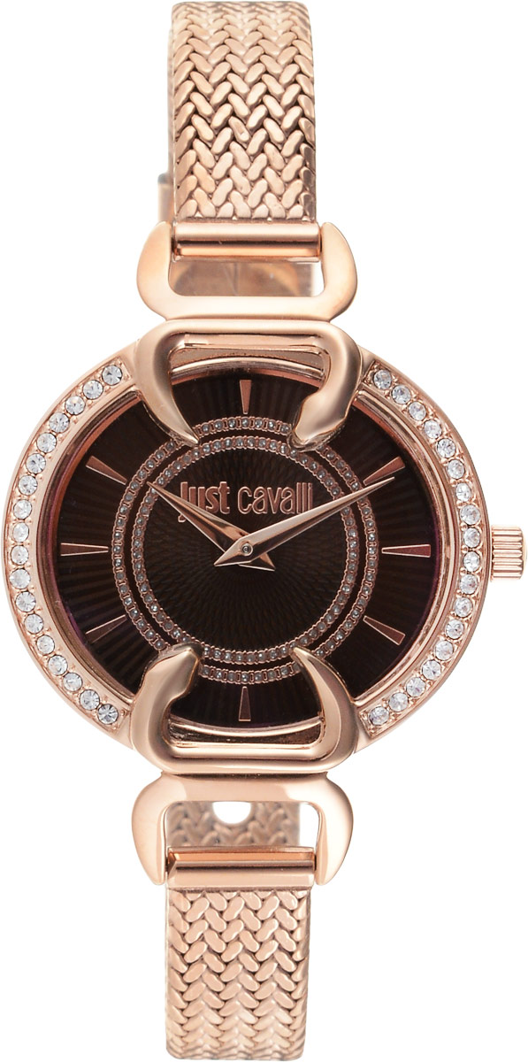 Часы наручные женские Just Cavalli, цвет: золотистый. R7253534502R7253534502 Часы наручные женские Just Cavalli, цвет: золотистый. R7253534502R7253534502Часы наручные женские Just Cavalli полностью выполнены из нержавеющей стали. Овальный корпус часов оформлен вставками из страз и оснащен кварцевым механизмом и плоским, устойчивым к царапинам минеральным стеклом. Циферблат с отметками оформлен гравированной надписью с названием бренда и вставками из страз. Ремень из нержавеющей стали оформлен плетением и застегивается на застежку-пряжку, длина регулируется. Часы упакованы в фирменную плотную коробку.