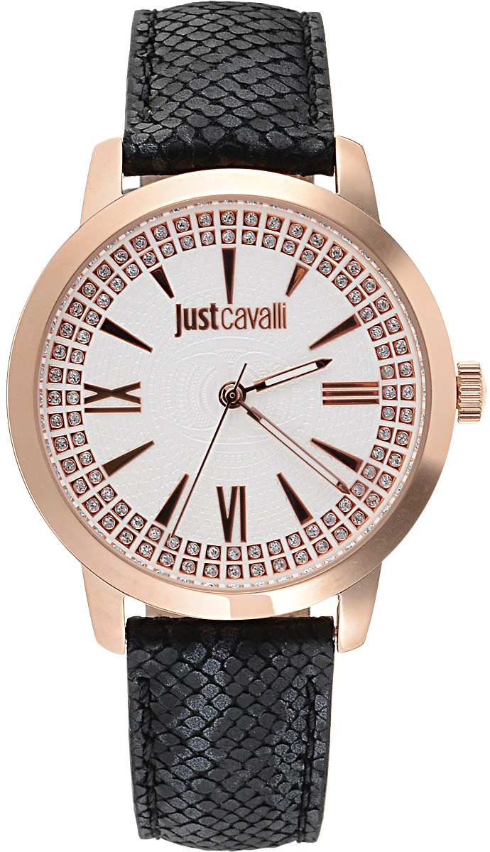 Часы наручные женские Just Cavalli, цвет: черный, золотой. R7251574502R7251574502 Часы наручные женские Just Cavalli, цвет: черный, золотой. R7251574502R7251574502Наручные часы Just Cavalli изготовлены из стали, высококачественной искусственной кожи и минерального стекла, устойчивого к царапинам. Циферблат с римскими цифрами оформлен гравировкой и вставками из страз. Корпус часов оснащен кварцевым механизмом и плоским, устойчивым к царапинам минеральным стеклом. Ремень оформлен тиснением под рептилию и застегивается на застежку-пряжку, длина которого регулируется с помощью болта и перфорации. Часы упакованы в фирменную плотную коробку.