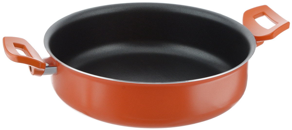 Жаровня Scovo Citrus Orange, с антипригарным покрытием. Диаметр 26 смRT-042O Жаровня Scovo Citrus Orange, с антипригарным покрытием. Диаметр 26 смRT-042OЖаровня Scovo Citrus Orange изготовлена из листового алюминия с антипригарным покрытием. Благодаря антипригарным свойствам покрытия вы можете использовать минимальное количество подсолнечного масла. Покрытие не содержит PFOA, соединений кадмия и свинца, поэтому посуда абсолютно безопасна для здоровья. Корпус жаровни быстро прогревается и делает процесс приготовления комфортным и приятным. Удобные ручки из термостойкого пластика не нагреваются при приготовлении. Внешнее покрытие яркого сочного цвета позволит стать такой жаровне настоящим украшением интерьера кухни. Новая яркая линейка посуды Citrus создана для того, чтобы на вашей кухне царила атмосфера уюта и радости. Изделие можно использовать на газовых, электрических и стеклокерамических плитах. Можно мыть в посудомоечной машине. Высота стенки: 7,5 см. Ширина (с учетом ручек): 38 см.
