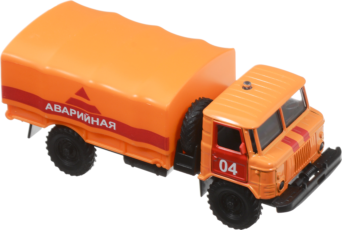 ТехноПарк Машинка инерционная ГАЗ-66 АварийнаяCT-1299-2 ТехноПарк Машинка инерционная ГАЗ-66 АварийнаяCT-1299-2Инерционная машинка ТехноПарк ГАЗ-66 Аварийная, выполненная из пластика и металла, станет любимой игрушкой вашего малыша. Игрушка представляет собой модель автомобиля марки ГАЗ-66 в масштабе 1:43. У машинки открываются дверцы кузова, снимается тент. При нажатии на кнопку на крыше кабины замигают фары, прозвучат звуки сирены и команды диспетчера. Игрушка оснащена инерционным ходом. Машинку необходимо отвести назад, затем отпустить - и она быстро поедет вперед. Прорезиненные колеса обеспечивают надежное сцепление с любой гладкой поверхностью. Ваш ребенок будет часами играть с этой машинкой, придумывая различные истории. Порадуйте его таким замечательным подарком! Машинка работает от 3 батареек LR41 напряжением 1,5V (товар комплектуется демонстрационными).