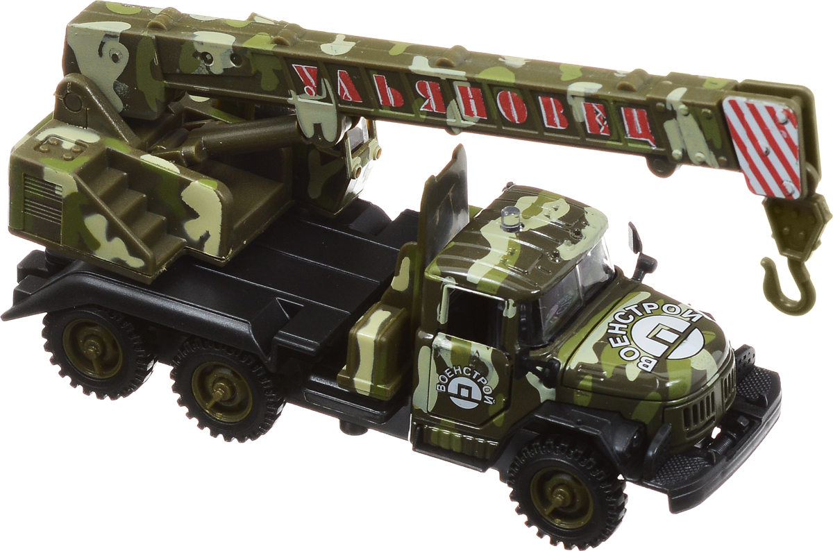 ТехноПарк Автокран инерционный ЗИЛ-131 Военстрой УльяновецCT10-001-PC-3 ТехноПарк Автокран инерционный ЗИЛ-131 Военстрой УльяновецCT10-001-PC-3Инерционная машинка ТехноПарк ЗИЛ-131. Военстрой Ульяновец, выполненная из пластика и металла, станет любимой игрушкой вашего малыша. Игрушка представляет собой модель автомобиля марки ЗИЛ-131в масштабе 1:43. У машинки открываются дверцы и капот, башня крана поворачивается, стрела крана поднимается и выдвигается. При нажатии на кнопку на крыше кабины активируются световые и звуковые эффекты. Игрушка оснащена инерционным ходом. Машинку необходимо отвести назад, затем отпустить - и она быстро поедет вперед. Прорезиненные колеса обеспечивают надежное сцепление с любой гладкой поверхностью. Ваш ребенок будет часами играть с этой машинкой, придумывая различные истории. Порадуйте его таким замечательным подарком! Машинка работает от 3 батареек LR41 напряжением 1,5V (товар комплектуется демонстрационными).