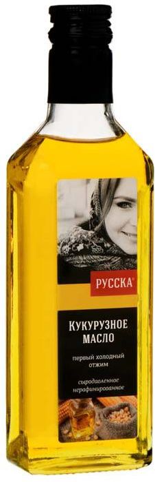 Русска масло кукурузное нерафинированное, 250 ггзш003 Русска масло кукурузное нерафинированное, 250 ггзш003Кукурузное сыродавленное нерафинированное масло первого холодного отжима. Производится из отборных кукурузных зародышей, которые составляет всего 10% от веса кукурузного зерна. В зародыше содержится основная часть жира – 80%, 74% минеральных веществ и 20% белков. Это натуральное и полезное растительное масло с приятным запахом и вкусом. Оно подходит для жарки и заправки различных блюд. Содержит большое количество витамина E, который сохраняет молодость и красоту. Это масло является прекрасным диетическим продуктом, который укрепляет иммунитет, стимулирует обмен веществ и легко усваивается организмом.