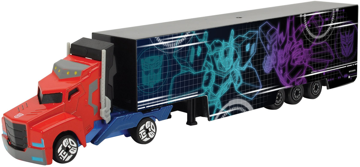Dickie Toys Трейлер Optimus Prime цвет голубой фиолетовый3113006_голубой, фиолетовый, 203113006 Dickie Toys Трейлер Optimus Prime цвет голубой фиолетовый3113006_голубой, фиолетовый, 203113006Трейлер Optimus Prime выполнен в виде грузовой машинки с длинным прицепом. Кузов прицепа оформлен оригинальным рисунком в тематике фильма Трансформеры. Колеса обладают свободным ходом. Мальчикам понравится коллекционировать такие машинки, ведь модели можно комбинировать, меняя кабины и прицепы между другими грузовиками серии. Ваш ребенок часами будет играть с машинками, придумывая различные истории и устраивая соревнования. Порадуйте его таким замечательным подарком!