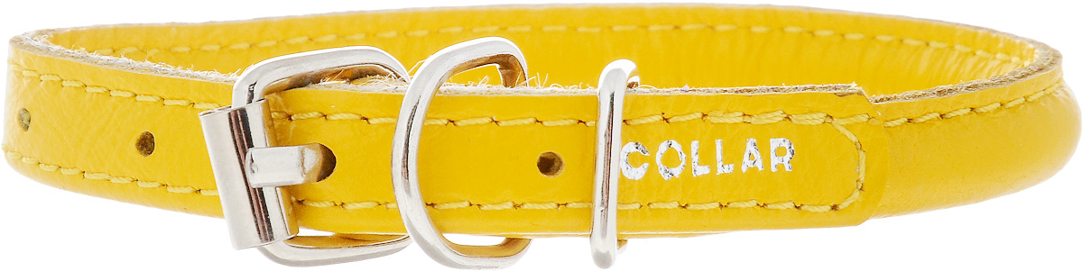 Ошейник для собак CoLLaR Glamour, цвет: желтый, ширина 8 мм, толщина 6 мм, обхват шеи 20-25 см22408 Ошейник для собак CoLLaR Glamour, цвет: желтый, ширина 8 мм, толщина 6 мм, обхват шеи 20-25 см22408Ошейник CoLLaR Glamour изготовлен из кожи, устойчивой к влажности и перепадам температур. Клеевой слой, сверхпрочные нити, крепкие металлические элементы делают ошейник надежным и долговечным. Изделие отличается высоким качеством, удобством и универсальностью. Размер ошейника регулируется при помощи металлической пряжки. Имеется металлическое кольцо для крепления поводка. Ваша собака тоже хочет выглядеть стильно! Модный ошейник с уплотнением по всей длине не только не будет натирать шею вашему любимцу, но и станет для питомца отличным украшением и выделит его среди остальных животных. Минимальный обхват шеи: 20 см. Максимальный обхват шеи: 25 см. Диаметр: 0,8 см.