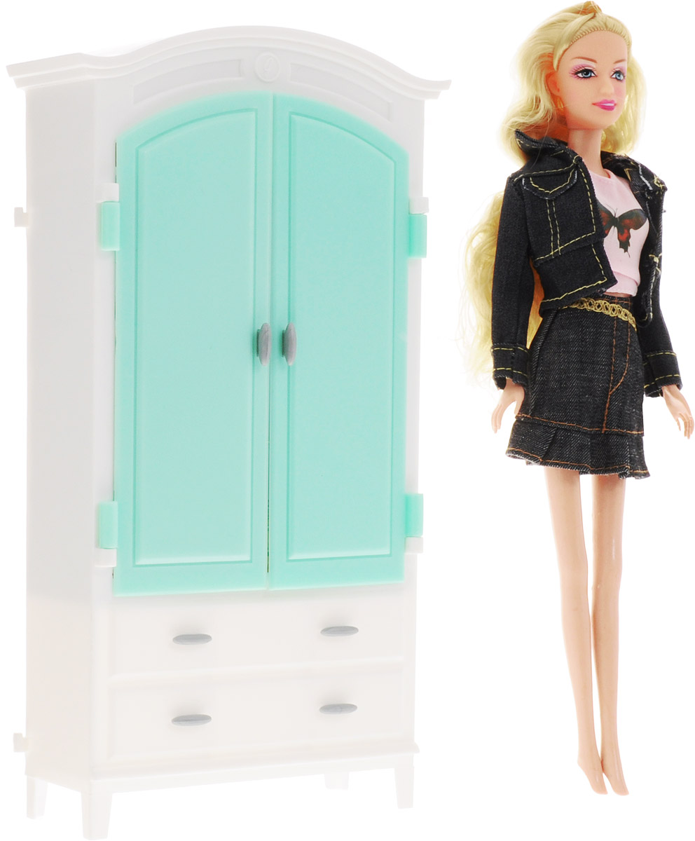 1TOY Гардероб с куклой КрасоткаТ54494 1TOY Гардероб с куклой КрасоткаТ54494Мебель для кукол 1TOY Гардероб - это очень практичный шкаф для куклы Красотки, который обязательно понравится вашей малышке. Если у любимой куколки много одежды, то её нужно аккуратно хранить. Гардероб просто незаменим для маленьких модниц. Двери у гардероба открываются, внутри можно поместить вешалки с одеждой. В наборе с гардеробом имеется и сама Красотка! На куколке розовая маечка и джинсовый костюм с юбкой. У куклы длинные светлые волосы, которые так интересно заплетать и укладывать в разнообразные прически. Очаровательная кукла Красотка - такая модница! Ей будет очень удобно хранить все свои наряды в этом шкафу. Порадуйте свою дочурку таким замечательным подарком!