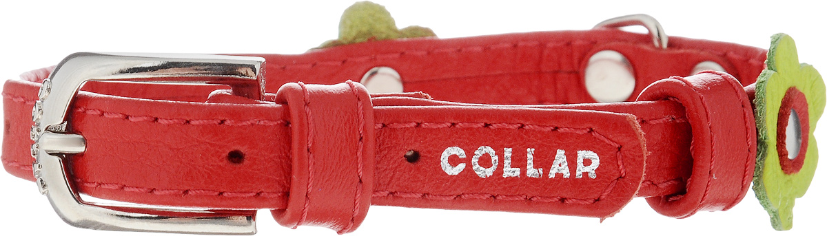 Ошейник для собак CoLLaR Glamour Аппликация, цвет: красный, зеленый, ширина 1,2 см, обхват шеи 21-29 см35003 Ошейник для собак CoLLaR Glamour Аппликация, цвет: красный, зеленый, ширина 1,2 см, обхват шеи 21-29 см35003Ошейник CoLLaR Glamour Аппликация изготовлен из кожи, устойчивой к влажности и перепадам температур. Клеевой слой, сверхпрочные нити, крепкие металлические элементы делают ошейник надежным и долговечным. Изделие отличается высоким качеством, удобством и универсальностью. Размер ошейника регулируется при помощи металлической пряжки. Имеется металлическое кольцо для крепления поводка. Ваша собака тоже хочет выглядеть стильно! Модный ошейник с аппликацией в виде цветов станет для питомца отличным украшением и выделит его среди остальных животных. Минимальный обхват шеи: 21 см. Максимальный обхват шеи: 29 см. Ширина: 1,2 см.