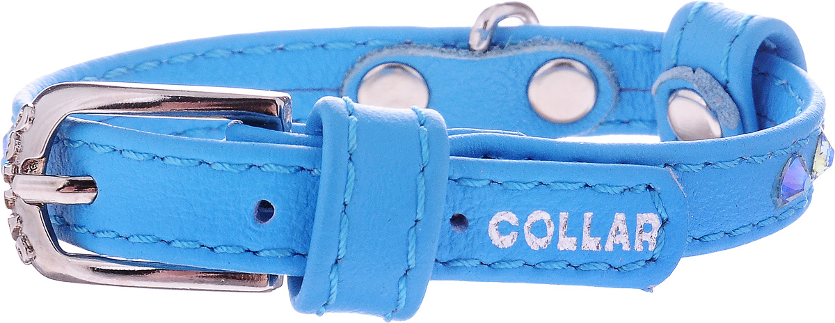 Ошейник для собак CoLLaR Glamour, цвет: синий, ширина 9 мм, обхват шеи 18-21 см32502 Ошейник для собак CoLLaR Glamour, цвет: синий, ширина 9 мм, обхват шеи 18-21 см32502Ошейник CoLLaR Glamour изготовлен из кожи, устойчивой к влажности и перепадам температур. Клеевой слой, сверхпрочные нити, крепкие металлические элементы делают ошейник надежным и долговечным. Изделие отличается высоким качеством, удобством и универсальностью. Размер ошейника регулируется при помощи металлической пряжки. Имеется металлическое кольцо для крепления поводка. Ваша собака тоже хочет выглядеть стильно! Модный ошейник, декорированный стразами, станет для питомца отличным украшением и выделит его среди остальных животных. Минимальный обхват шеи: 18 см. Максимальный обхват шеи: 21 см. Ширина: 9 мм.