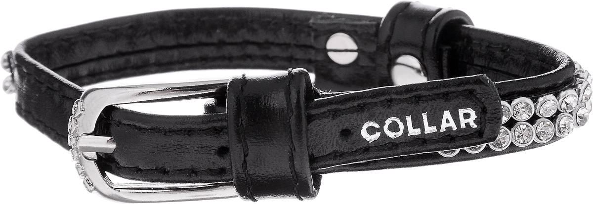 Ошейник для собак CoLLaR brilliance, цвет: черный, ширина 0,9 см, обхват шеи 18-21 см3234 Ошейник для собак CoLLaR brilliance, цвет: черный, ширина 0,9 см, обхват шеи 18-21 см3234Ошейник CoLLaR brilliance изготовлен из кожи, устойчивой к влажности и перепадам температур. Клеевой слой, сверхпрочные нити, крепкие металлические элементы делают ошейник надежным и долговечным. Изделие отличается высоким качеством, удобством и универсальностью. Размер ошейника регулируется при помощи металлической пряжки. Имеется металлическое кольцо для крепления поводка. Ваша собака тоже хочет выглядеть стильно! Модный ошейник, декорированный стразами, станет для питомца отличным украшением и выделит его среди остальных животных. Минимальный обхват шеи: 18 см. Максимальный обхват шеи: 21 см. Ширина: 0,9.