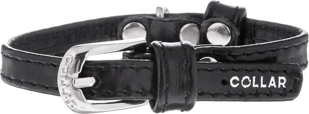 Ошейник для собак CoLLaR brilliance, цвет: черный, ширина 0,9 см, обхват шеи 18-21 см. 33643364 Ошейник для собак CoLLaR brilliance, цвет: черный, ширина 0,9 см, обхват шеи 18-21 см. 33643364Ошейник CoLLaR brilliance изготовлен из кожи, устойчивой к влажности и перепадам температур. Такой ошейник подойдет для щенков и собак мелких пород. Клеевой слой, сверхпрочные нити, крепкие металлические элементы делают ошейник надежным и долговечным. Изделие отличается высоким качеством, удобством и универсальностью. Размер ошейника регулируется при помощи металлической пряжки. Имеется металлическое кольцо для крепления поводка. Ваша собака тоже хочет выглядеть стильно! Модный ошейник из лакированной кожи станет для питомца отличным украшением и выделит его среди остальных животных. Минимальный обхват шеи: 18 см. Максимальный обхват шеи: 21 см. Ширина: 0,9 см.