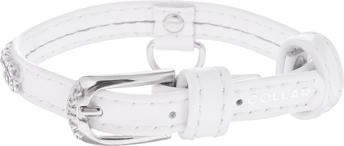 Ошейник для собак CoLLaR brilliance, цвет: белый, ширина 0,9 см, обхват шеи 18-21 см3235 Ошейник для собак CoLLaR brilliance, цвет: белый, ширина 0,9 см, обхват шеи 18-21 см3235Ошейник CoLLaR brilliance изготовлен из кожи, устойчивой к влажности и перепадам температур. Клеевой слой, сверхпрочные нити, крепкие металлические элементы делают ошейник надежным и долговечным. Изделие отличается высоким качеством, удобством и универсальностью. Размер ошейника регулируется при помощи металлической пряжки. Имеется металлическое кольцо для крепления поводка. Ваша собака тоже хочет выглядеть стильно! Модный ошейник, декорированный стразами, станет для питомца отличным украшением и выделит его среди остальных животных. Минимальный обхват шеи: 18 см. Максимальный обхват шеи: 21 см. Ширина: 0,9.