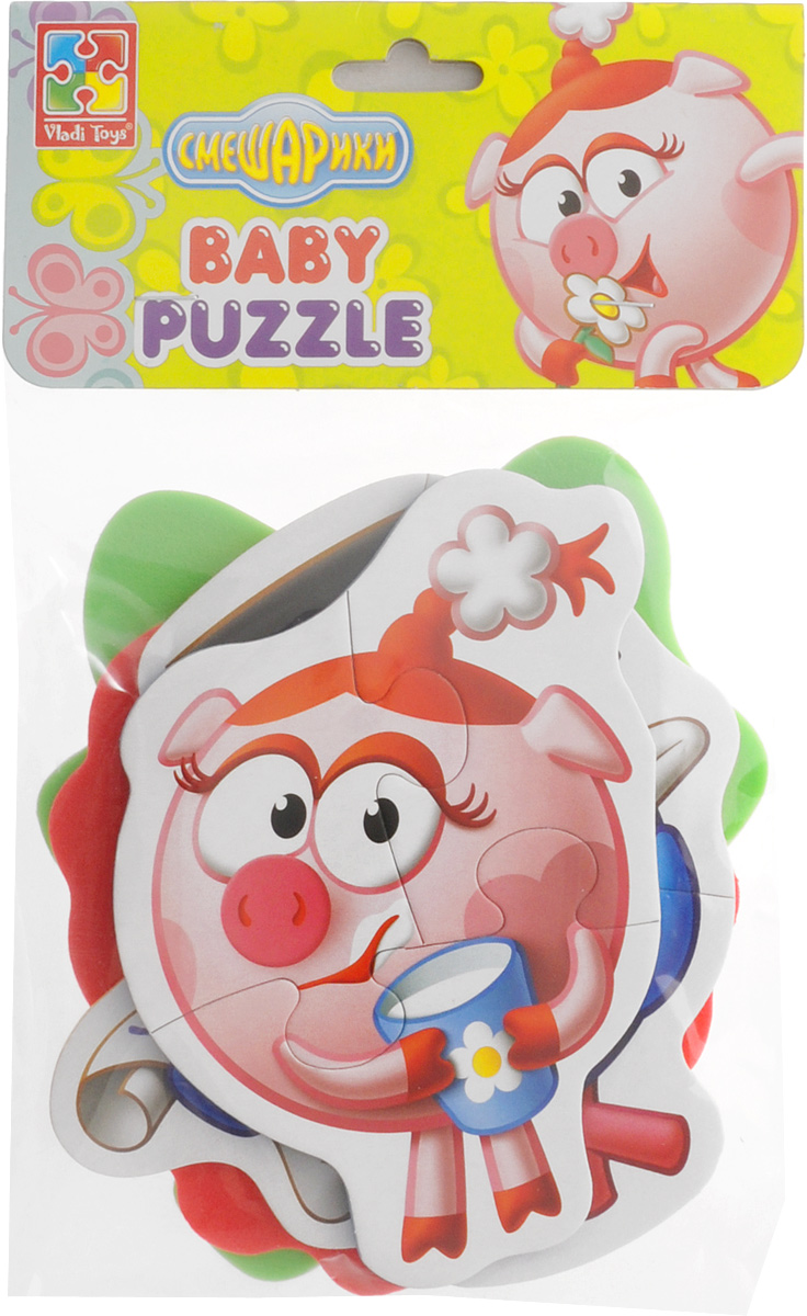 Vladi Toys Пазл для малышей Смешарики 4 в 1 VT1106-48VT1106-48 Vladi Toys Пазл для малышей Смешарики 4 в 1 VT1106-48VT1106-48Пазл для малышей Vladi Toys Смешарики придется по душе вашему малышу. Набор включает в себя 4 пазла. Первый пазл включает в себя 3 элемента, второй пазл - 5 элементов и два пазла по 4 элемента. Собрав 4 пазла, вы получите картинки с изображением персонажей мультфильма Смешарики - Нюши, Бараша, Лосяша и Кар-Карыча. Пазл - великолепная игра для семейного досуга. Сегодня собирание пазлов стало особенно популярным, главным образом, благодаря своей многообразной тематике, способной удовлетворить самый взыскательный вкус. Для детей это не только интересно, но и полезно. Собирание пазла развивает мелкую моторику ребенка, тренирует наблюдательность, логическое мышление, знакомит с окружающим миром, с цветом и разнообразными формами.