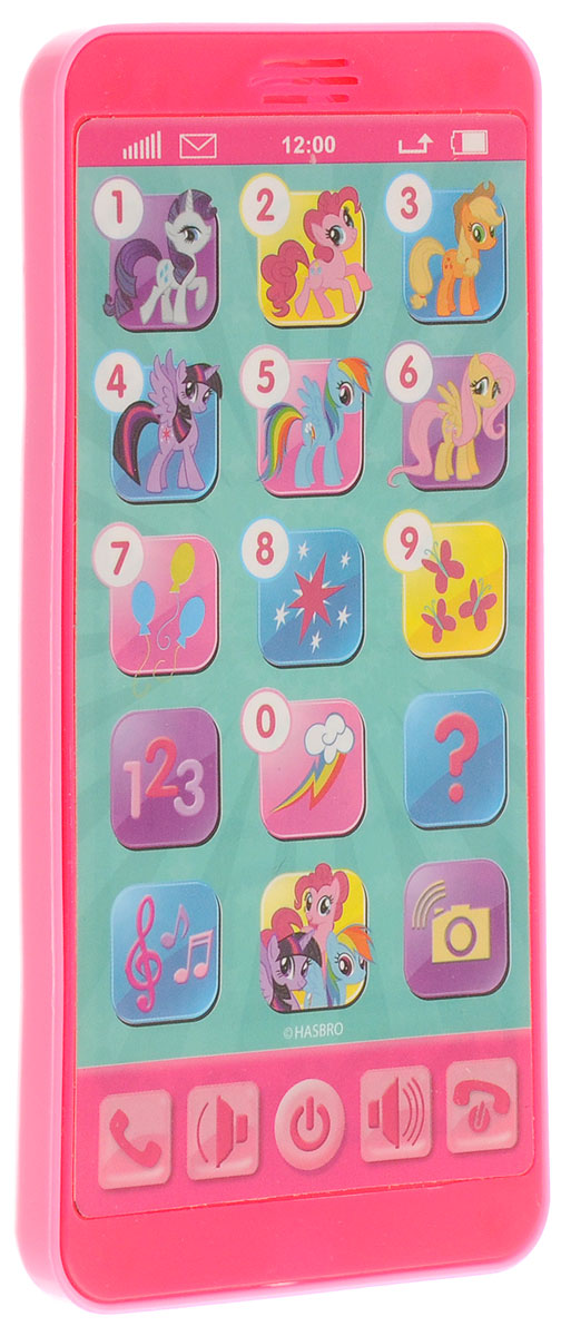 Умка Развивающая игрушка Телефон My Little PonyHX2501-MLP Умка Развивающая игрушка Телефон My Little PonyHX2501-MLPОбучающий телефон My Little Pony отлично подойдет для роли первого детского телефона. На его дисплее можно увидеть персонажей из любимого детского мультфильма My Little Pony. Вместе с любимыми героями познавать мир гораздо интереснее. Он поможет детям разобраться со сложной техникой и научит правильно использовать ее. Играя с телефоном и нажимая различные кнопки, ребенок будет изучать цифры, цвета, а также веселые стишки и песенки. Телефон способен воспроизводить 3 песни, голоса героев, звуки телефона, звуки камеры. Есть кнопка Экзамен, что позволит проверить знания малыша. Сделана игрушка из прочного, высококачественного пластика. Рекомендовано детям от 3-х лет. Для работы игрушки необходимы 3 батарейки типа ААА напряжением 1,5V (товар комплектуется демонстрационными).