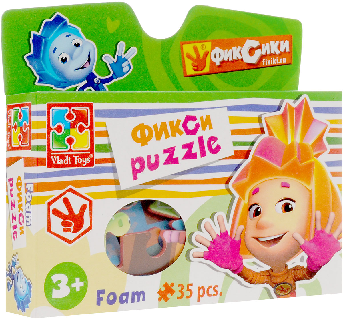 Vladi Toys Пазл для малышей Фиксики VT1105-05VT1105-05 Vladi Toys Пазл для малышей Фиксики VT1105-05VT1105-05Яркий пазл для малышей Vladi Toys Фиксики - лучшее решение для развития вашего малыша. Благодаря толщине деталей вашему малышу будет удобно и приятно собирать такой пазл. Детали легко соединяются и прочно прилегают друг к другу, и после сборки, картинка не рассыпается. Собирая картинку из 35 элементов, малыш научится соотносить отдельные элементы в целое изображение, подбирать фрагменты по цвету и форме.