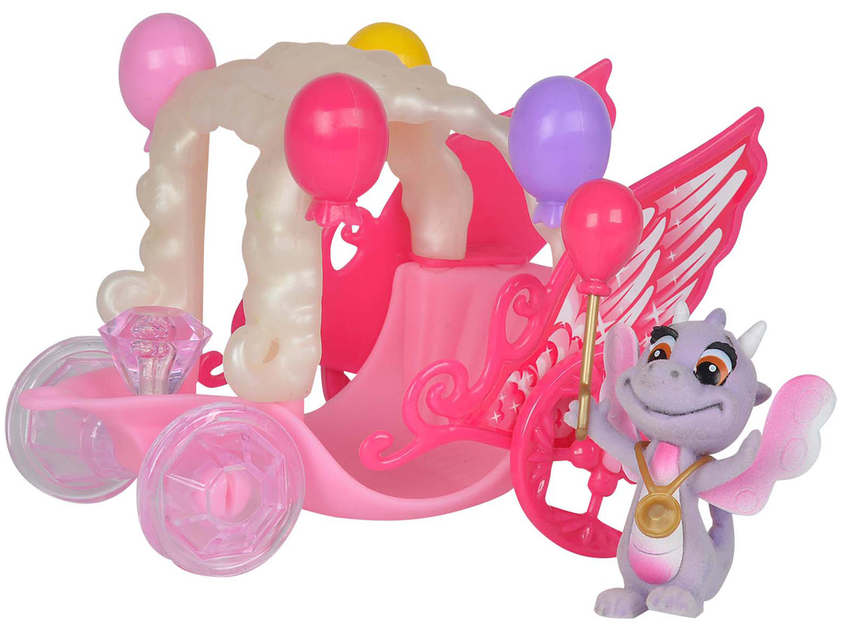 Simba Игровой набор Карета дракончиков Safiras цвет розовый сиреневый5952180_розовый, сиреневый Simba Игровой набор Карета дракончиков Safiras цвет розовый сиреневый5952180_розовый, сиреневыйИгровой набор Simba Карета дракончиков Safiras представлен флоковой фигуркой обаятельного дракончика с милой улыбкой и выразительными глазами и его карнавальной каретой, в которой он отправится на праздник. У дракончика за спиной очаровательные крылышки, а на хвосте маленькая кисточка. Карета выполнена в ярких цветах и богато украшена различными декоративными элементами. Все детали у фигурок выполнены из качественных материалов. Придумывая интересные сюжеты с набором, ваш малыш раскроет свою фантазию и воображение, а так же потренирует мелкую моторику рук.