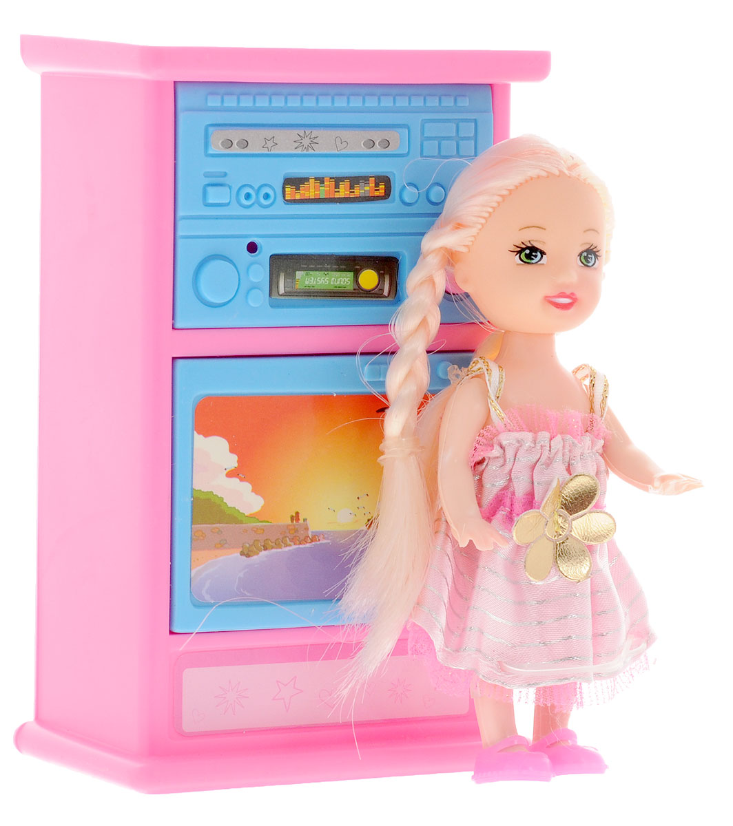 Shantou Игровой набор с мини-куклой Bettina со шкафом и телевизоромL091-H43654_шкаф + телевизор Shantou Игровой набор с мини-куклой Bettina со шкафом и телевизоромL091-H43654_шкаф + телевизорИгровой набор с мини-куклой Shantou Bettina - это прекрасное развлечение для вашей дочурки. Кукла одета в длинное розовое платьице, а на ногах у нее розовые туфельки. Длинные белокурые волосы куклы можно расчесывать и делать из них различные прически. Руки, ноги и голова куклы подвижные. В набор с куколкой входит шкаф со встроенным телевизором. Игры с таким набором способствуют эмоциональному развитию ребенка, а также помогают формировать воображение и художественный вкус. Порадуйте свою малышку таким интересным подарком!
