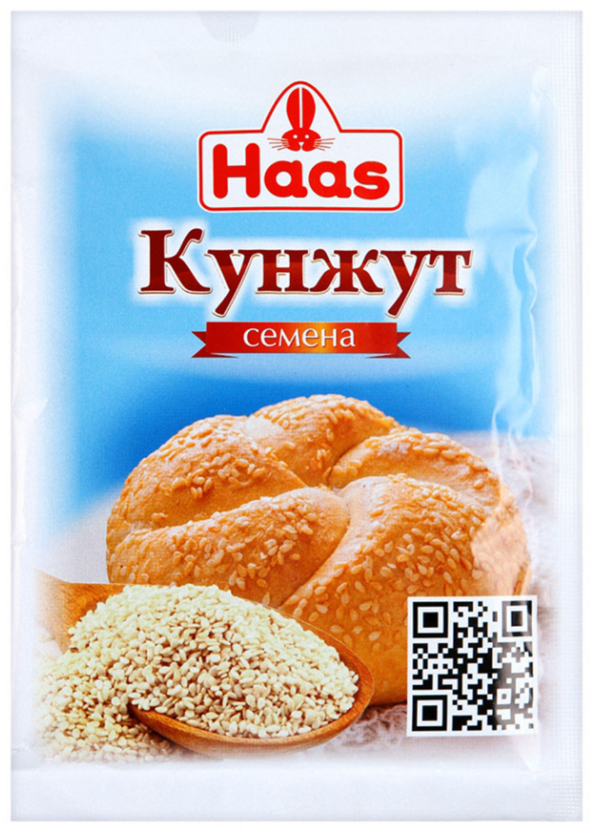 Haas семена кунжута, 50 г240072 Haas семена кунжута, 50 г240072Семена кунжута Haas активно используются для ароматизации и украшения выпечки, десертов и хлебобулочных изделий; в качестве добавки к салатам, основным блюдам из морепродуктов, мяса и риса, различным соусам; при приготовлении сладостей на основе семян кунжута (козинаки, халва); для панировки при приготовлении вторых блюд.