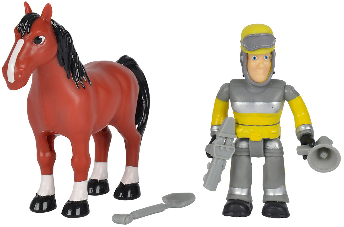 Simba Набор фигурок Sam & Horse9259746 Simba Набор фигурок Sam & Horse9259746Набор фигурок Simba Sam & Horse состоит из фигурки Сэма, его питомца и необходимого на пожаре снаряжения. Конечности фигурки пожарного подвижны и позволяют придавать игрушке различные позы, голова и торс могут поворачиваться, шлем можно снять с головы фигурки, а в руки пожарного можно вложить его инструменты. Набор выполнен из качественного и безопасного пластика.