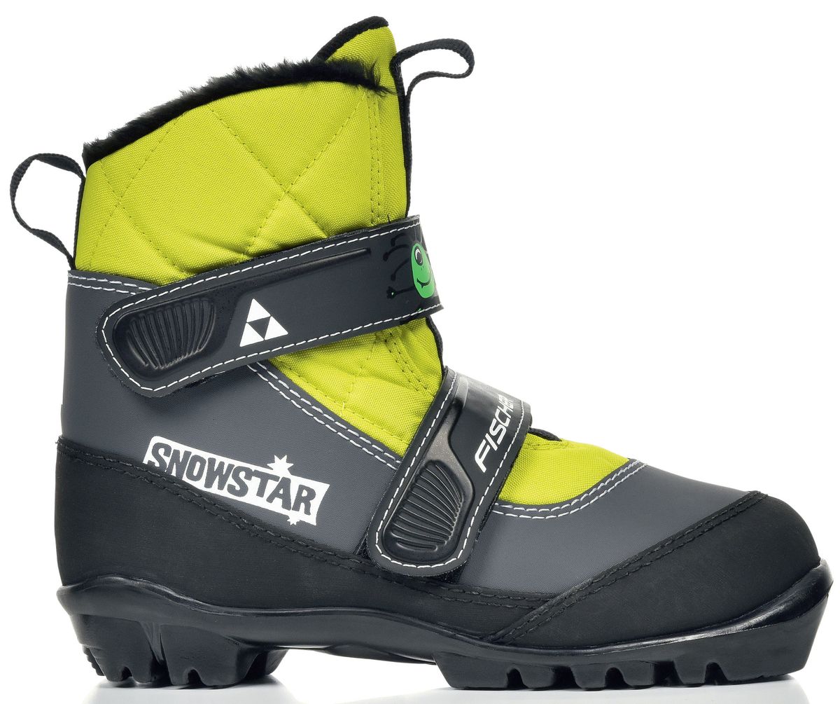 Ботинки лыжные беговые Fischer Snowstar Yellow, цвет: черный, белый, салатовый. S41016. Размер 28S41016 Ботинки лыжные беговые Fischer Snowstar Yellow, цвет: черный, белый, салатовый. S41016. Размер 28S41016Дизайн, который идеально соответствует модели лыж SNOWSTAR, этот ботинок является убедительным не только с точки зрения внешнего вида. Липучки позволяют легко надеть без помощи родителей! Благодаря хорошей защите от промокания этот ботинок также идеально подходит для игры на снегу без лыж.