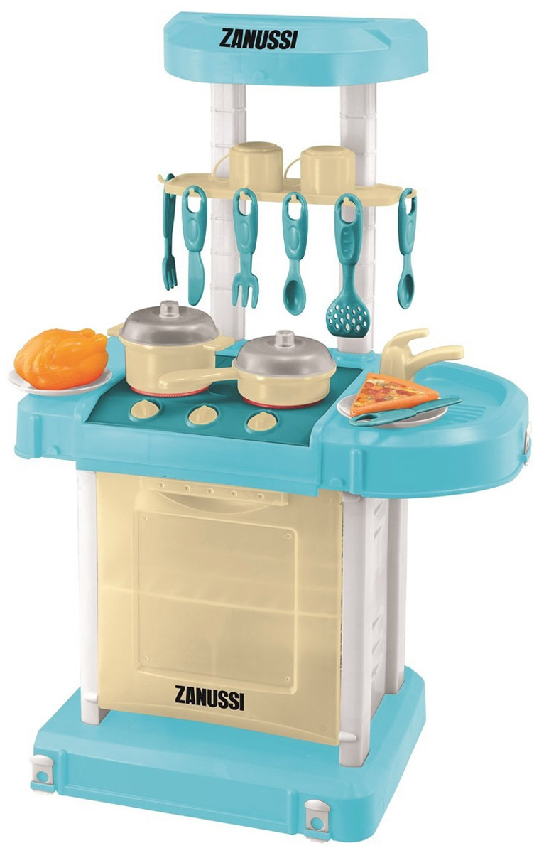 HTI Игрушечная портативная кухня Zanussi1680865.00 HTI Игрушечная портативная кухня Zanussi1680865.00Игрушечная портативная кухня HTI Zanussi приятно удивит маленьких хозяюшек, ведь с ней так удобно творить кулинарные шедевры. Набор очень легко и быстро собирается. В него входят столешница со встроенной плитой, духовкой и необходимая кухонная утварь. С детской кухней почувствовать себя настоящим поваром очень легко, ведь помимо продуманного дизайна она обладает еще световыми и звуковыми эффектами. Если зажечь конфорки, то они начинают светиться, как настоящие, но совсем не обжигают. Если поставить сковороду или кастрюлю на плиту, то можно услышать, как булькает вода при варке и шипит масло при жарке. А еще имеется таймер, который напомнит маленьким кулинарам о том, что блюдо готово и можно угостить всю семью или гостей. С помощью такой кухни легко погрузиться в мир кулинарных изысков! Необходимо купить 3 батарейки напряжением 1,5V типа АА (не входят в комплект).