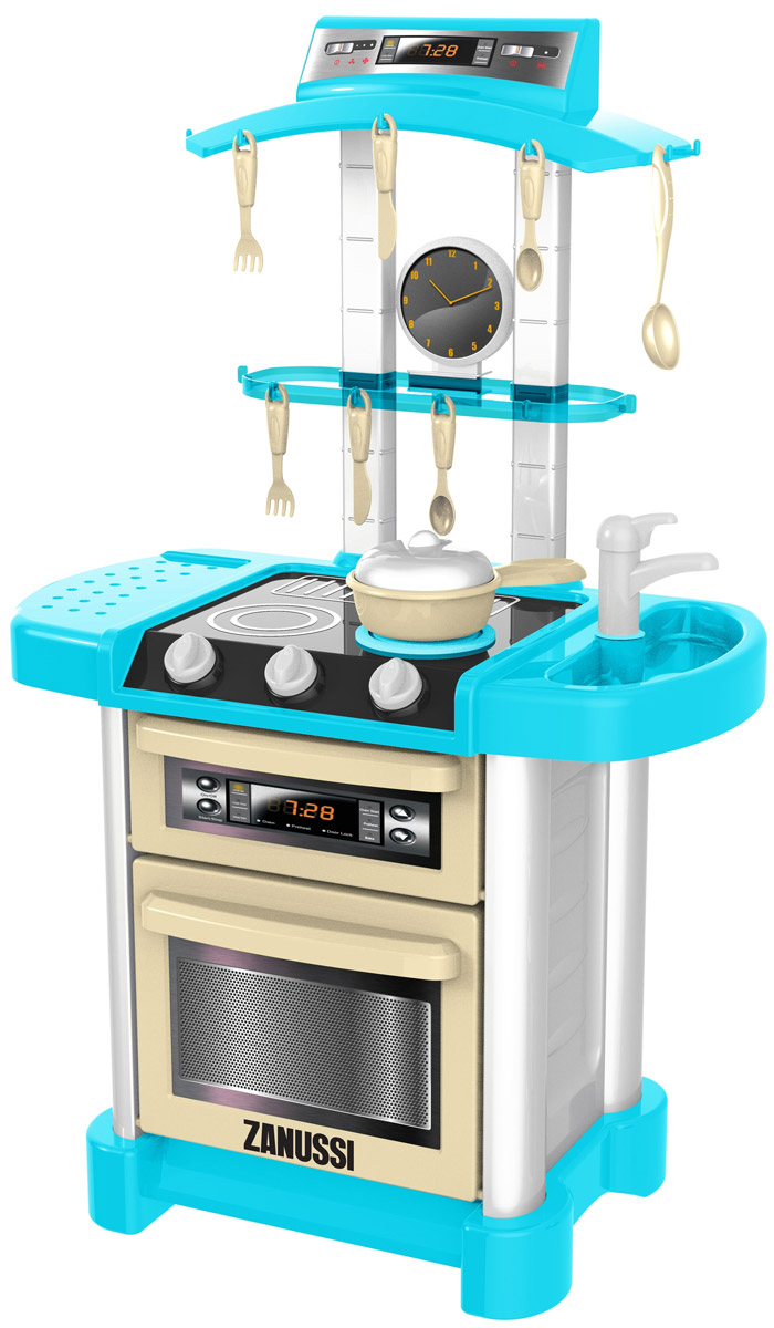HTI Игрушечная электронная кухня Zanussi1684053.00 HTI Игрушечная электронная кухня Zanussi1684053.00Многие девочки уже в детстве представляют, как они, повзрослев, будут экспериментировать на кухне, поражать свою семью кулинарными изысками. Но уже сейчас у малышек есть возможность разыграть этот сюжет, воспользовавшись кухней из набора HTI Zanussi. Помимо самой конструкции с бытовыми приборами, в комплекте также имеется яркий набор посуды, который добавит реалистичности процессу игры. А звуковые и световые эффекты поднимут настроение будущей хозяйке и перенесут ее в атмосферу настоящей кухни. Этот набор позволит ребенку устроить в детской комнате импровизированную кухню и придумать интересный сюжет для игры. Если повернуть ручку на плите, то конфорка загорится как у настоящего бытового прибора, а если поставить на нее кастрюлю, то можно услышать звуки готовящейся пищи. На корпусе игровой конструкции также предусмотрен таймер, который реалистично тикает, отсчитывая время для готовки. Внутри духовки находится удобная решетка, на которую можно поставить кастрюлю и имитировать...