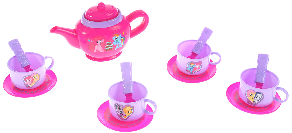 Играем вместе Игрушечный набор посуды My Little Pony 14 предметовB1361047-R Играем вместе Игрушечный набор посуды My Little Pony 14 предметовB1361047-RИгрушечный набор посуды Играем вместе My Little Pony выглядит совсем как настоящий. Набор состоит из 14 предметов (чайник с крышкой, чашки, блюдца, ложки), изготовленных из прочного и безопасного пластика. Чайный набор рассчитан на четыре персоны. Все элементы набора украшены изображениями персонажей мультфильма Мой маленький пони. Игра с таким набором развивает фантазию, расширяет кругозор ребенка и помогает развить хозяйственные навыки.
