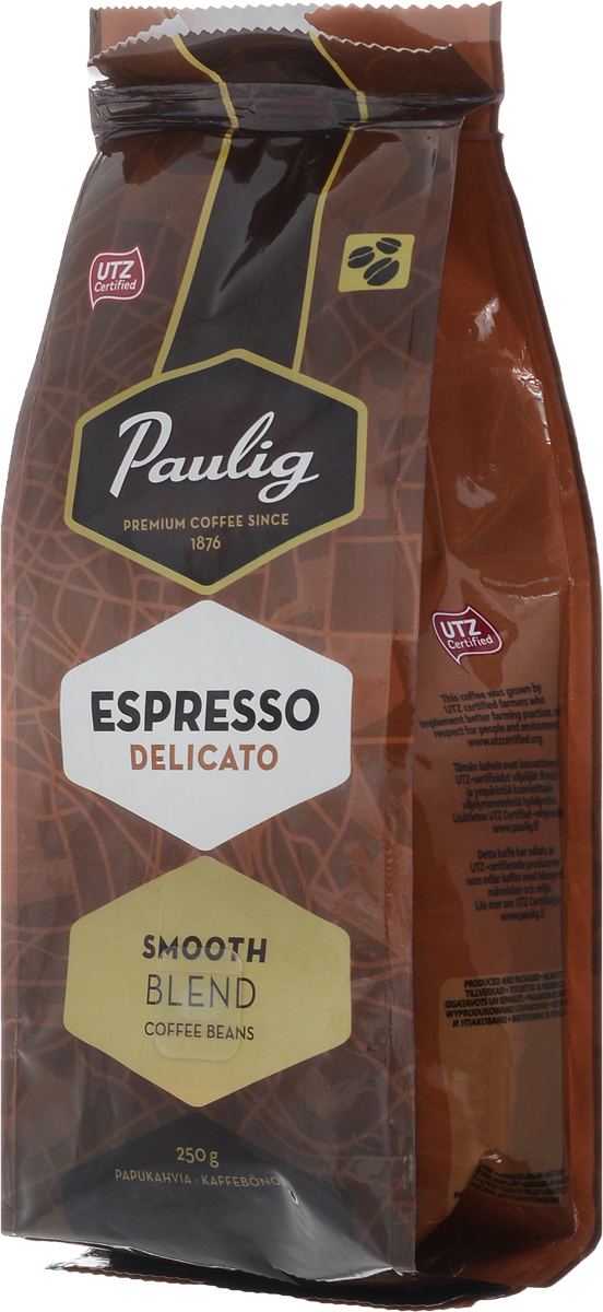 Paulig Espresso Delicato кофе в зернах, 250 г16714 Paulig Espresso Delicato кофе в зернах, 250 г16714Кофе в зернах Paulig Espresso Delicato - самый нежный эспрессо-бленд с восхитительным мягким вкусом. На его создание вдохновил Милан. Он изготовлен из отборных кофейных зерен 100% арабики из Бразилии и Центральной Америки. Деликатный вкус эспрессо раскрывает превосходные оттенки аромата и особую сладость во вкусе.