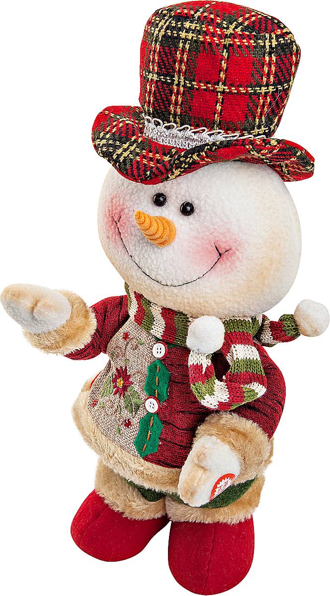 Игрушка новогодняя Mister Christmas Снеговик, электромеханическая, высота 33 смCHL-244SM Игрушка новогодняя Mister Christmas Снеговик, электромеханическая, высота 33 смCHL-244SMНовогодняя пляшущая и поющая игрушка Mister Christmas Снеговик послужит оригинальным подарком в преддверии Нового года. Внешний вид сувенира весьма незатейлив. Изделие выполнено в виде снеговика и дополнено шляпой. При нажатии игрушка начинает двигаться в такт песни (PSY - Gangnam Style). Несмотря на столь ритмичные движения, механизм игрушки прослужит очень и очень долго. Все материалы, входящие в состав игрушки, прошли тщательные проверки и отличаются высочайшим качеством. Так же стоит отметить и то, что все материалы экологичны и безопасны. Работает от батареек (входят в комплект). Собираясь на празднование Нового года, прихватите с собой новогоднюю музыкальную игрушку Mister Christmas Снеговик, ведь это подарок, который говорит сам за себя! Высота игрушки: 33 см.
