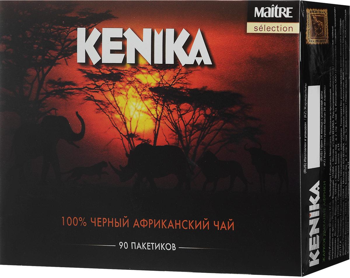 Maitre Selection Kenika Африка чай черный байховый в пакетиках, 90 штбаг040р Maitre Selection Kenika Африка чай черный байховый в пакетиках, 90 штбаг040рЧай Maitre Selection Kenika Африка собран с лучших плантаций Кении. Благодаря уникальным климатическим условиям экваториального высокогорья, чай этой страны обладает насыщенным рубиновым цветом настоя, богатым вкусом и ярким ароматом. В упаковке 90 чайных пакетиков по 1,8 грамма.