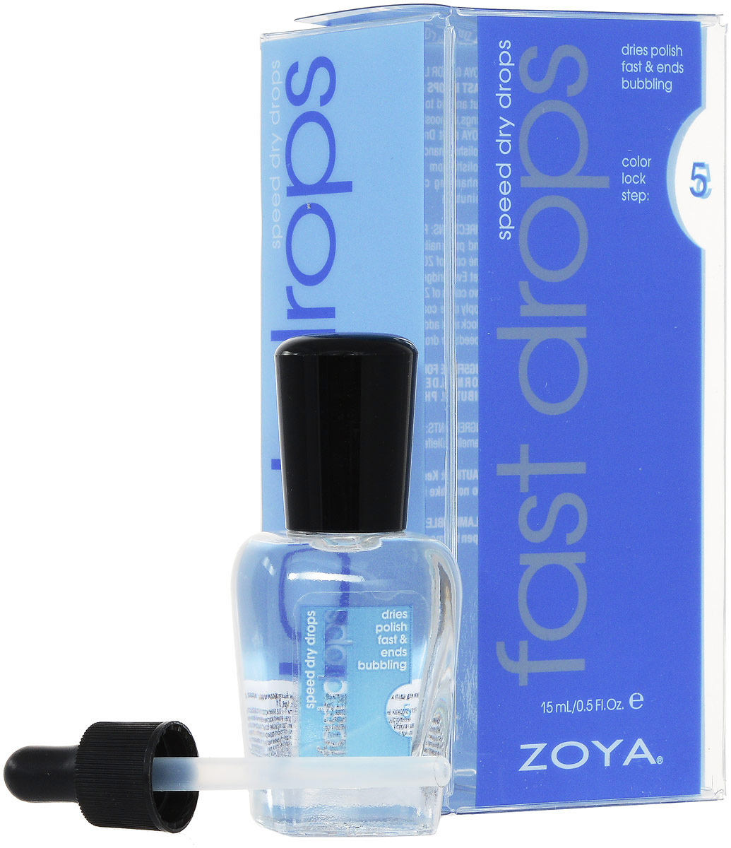 Zoya-Qtica Средство для быстрого высыхания лака для ногтей Fast Drops 15 млZTFD01 Zoya-Qtica Средство для быстрого высыхания лака для ногтей Fast Drops 15 млZTFD01Позволяет высушить лак в два раза быстрее, предотвращая образование пузырей и делая цвет лака еще более насыщенным. Сохраняет яркий идеальный цвет до двух недель при нанесении каждый раз после нанесения верхнего покрытия ZOYA Armor Topcoat каждые два дня.